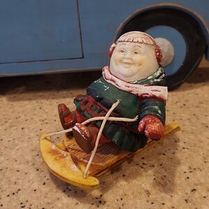 Solomon the Sledder Dept 56 Monks at Christmas Porcelain Figurine